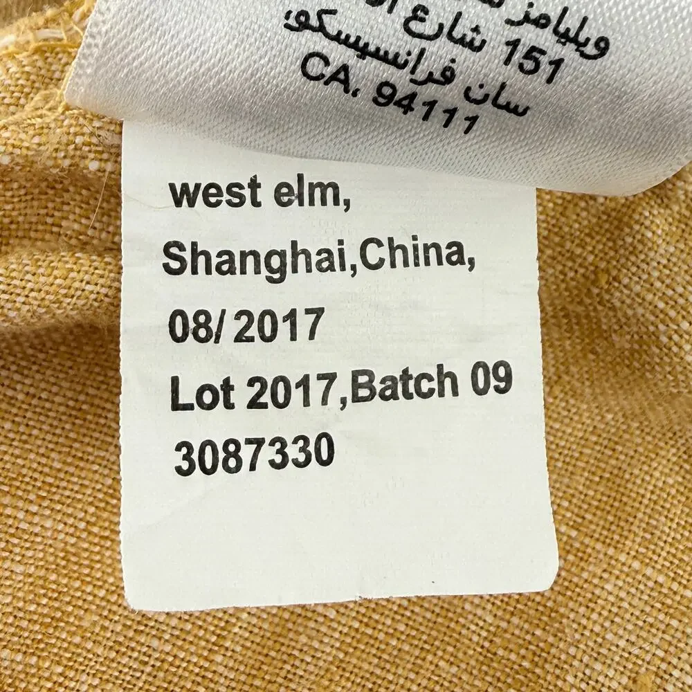 West Elm 100% Linen Duvet Cover 92x108 King Size Bedding Flax Golden Wheat